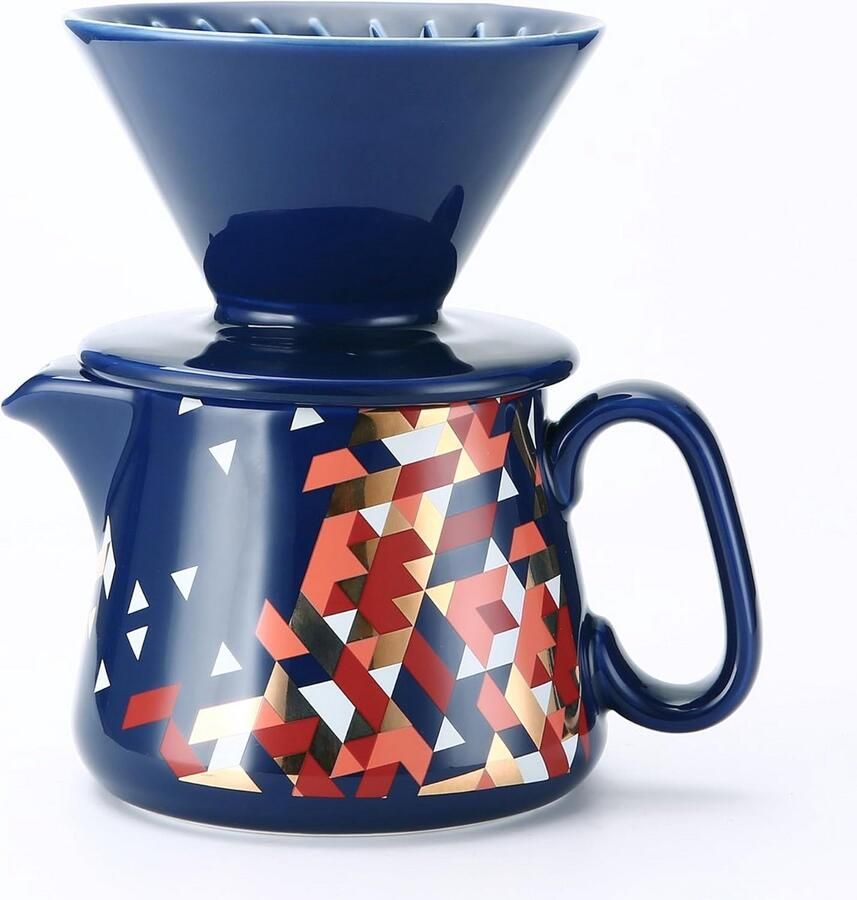 Keramische Pour Over Koffiezetapparaat Set met 100 Filters 450 ml voor 1-2 Kopjes