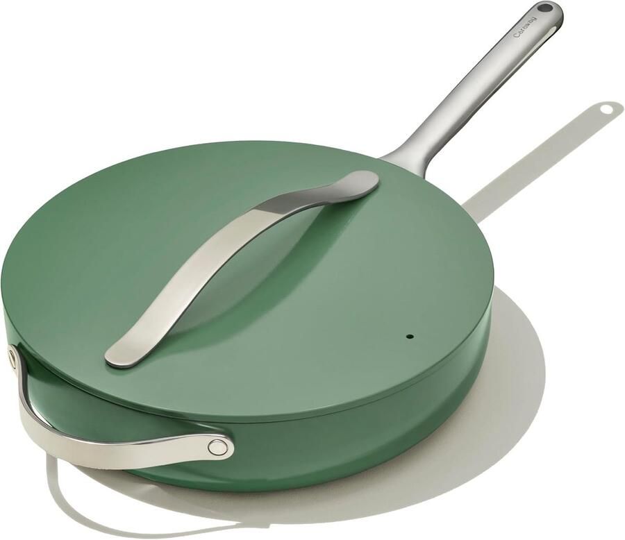 Keramische Sauteerpan Koekenpan Deksel Gezond Koken Niet-toxische Coating 30 cm Saliegroen