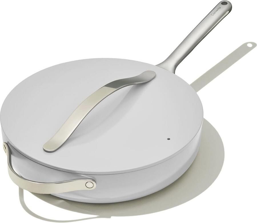Keramische Sautépan met Deksel Duurzaam Niet-gevaarlijk Keramisch Coating Geschikt voor Inductie- Gas- en Elektrische Fornuizen Ovenbestendig Grijs
