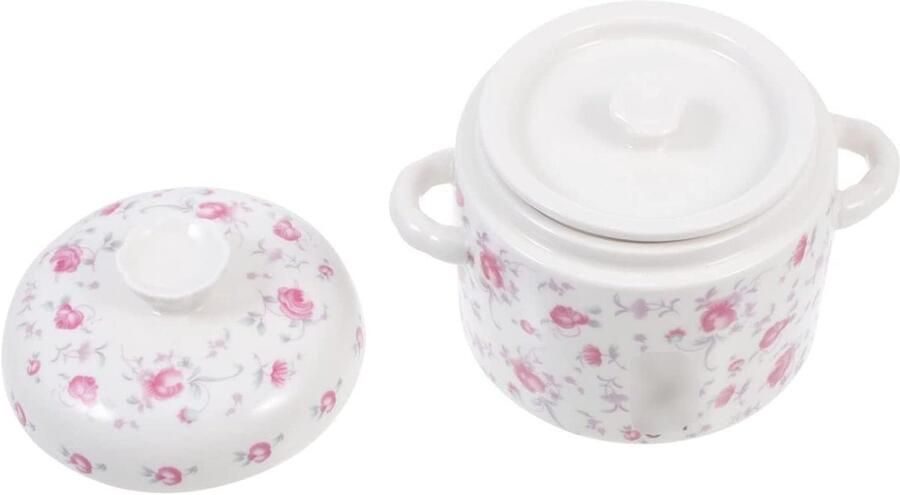 Keramische Soepkom Rijstcontainer Kom Directe Maaltijden Met Deksel en Handvatten 460 ml Roze