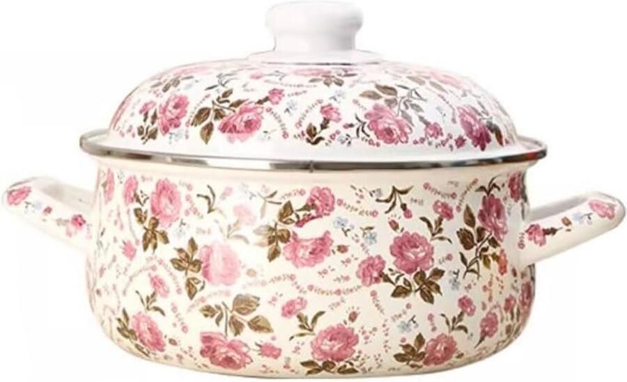 Keramische Soeppan Emaille Braadpan Zorgeloos Koken Geschikt voor Alle Vuren Capaciteiten Modern Bloem