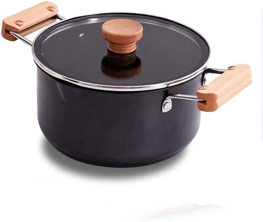Keramische Soeppan Kookpan Braadpan Gezellig Koken Nanokeramische Anti-aanbaklaag 24CM Zwart