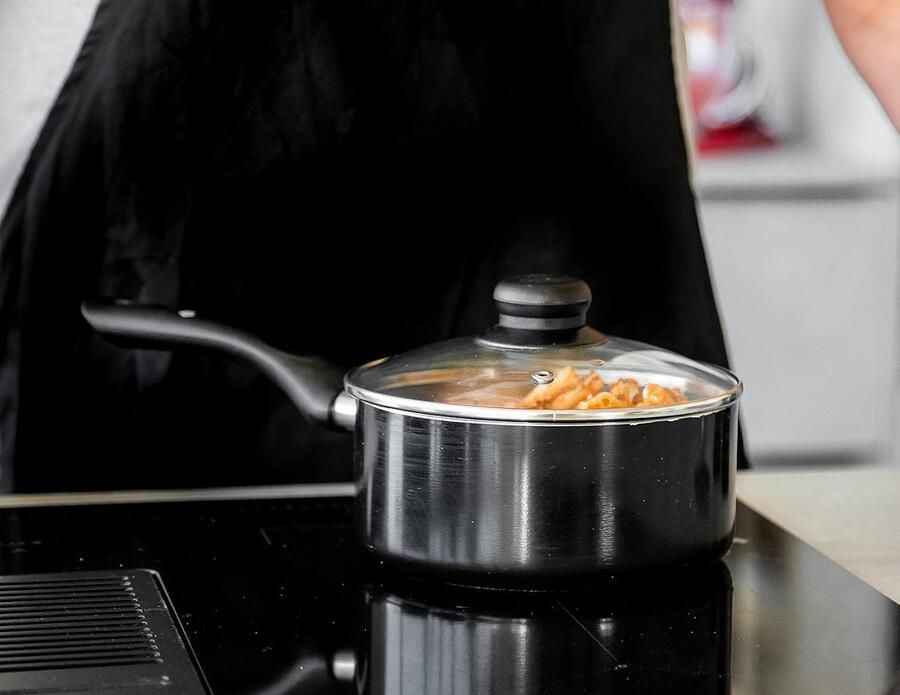 Keramische Steelpan Kookpan Eten Bereiden Gemaakt van gerecycled materiaal 18 cm Zwart