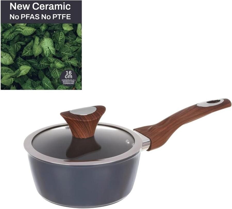 Keramische Steelpan met Deksel 16 cm voor Alle Warmtebronnen