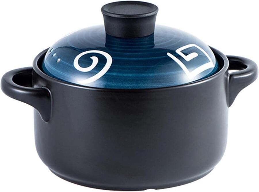 Aardewerken pan Klei kookpot Langzaam koken Gelijkmatige warmteverdeling 2.5 liter Blauw