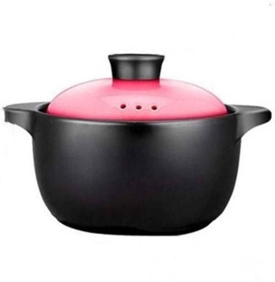 Keramische Stoofpan Soeppan Braadpan Langzaam Koken Anti-overloop Deksel 18x27x10 cm Zwart