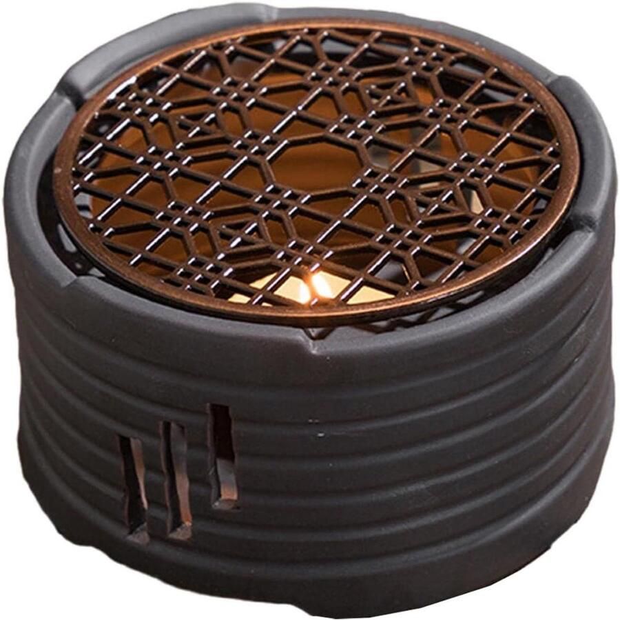 Keramische Theepot Warmer Kandelaar Oven Warme Dranken Houden Ventilatiegaten 11.5x11.5x6.5cm Zwart