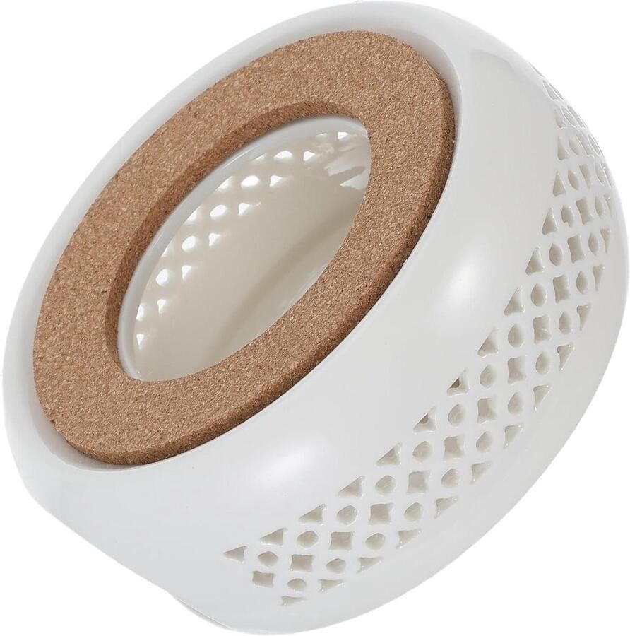 Keramische Theepotverwarmer Theelichthouder Warmhoudplaat Thee Warm Houden Stijlvol Rustiek Ontwerp 14.5 cm Wit