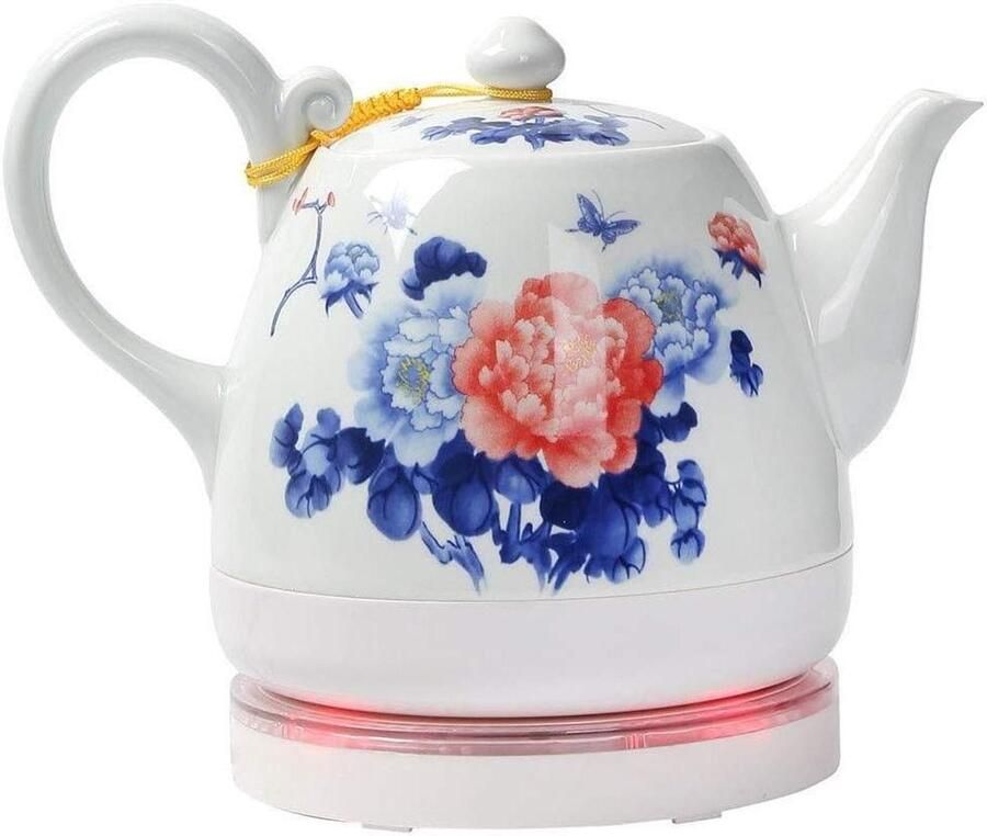 Keramische Waterkoker Draadloze Theepot Snel Water Koken Automatische Uitschakeling 08 Liter Blauw