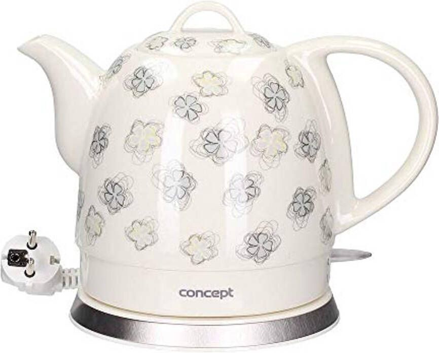 Keramische Waterkoker met Bloemendesign 1L Wit