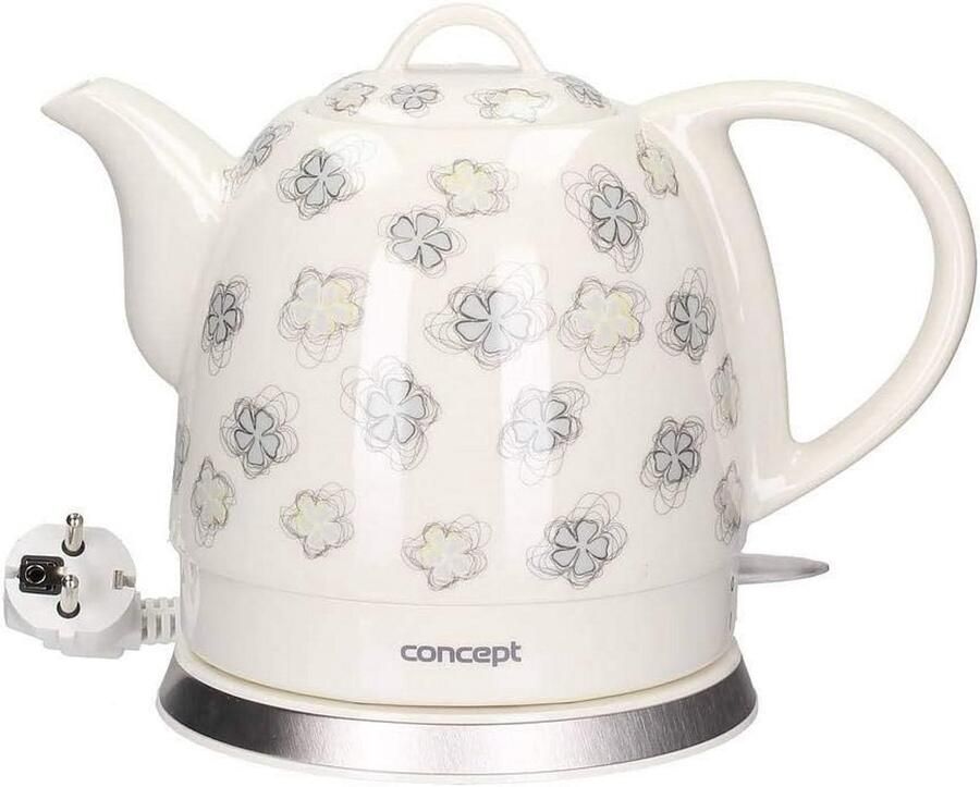 Keramische Waterkoker met Bloemendesign 1L Wit