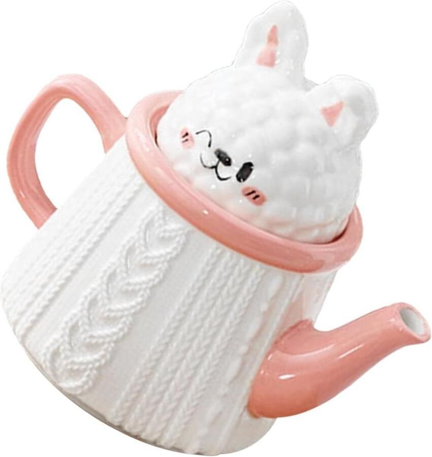 Keramische Waterkoker Theepot Melkkan Dranken Serveren Konijn Vorm 16x13x5.5CM Wit