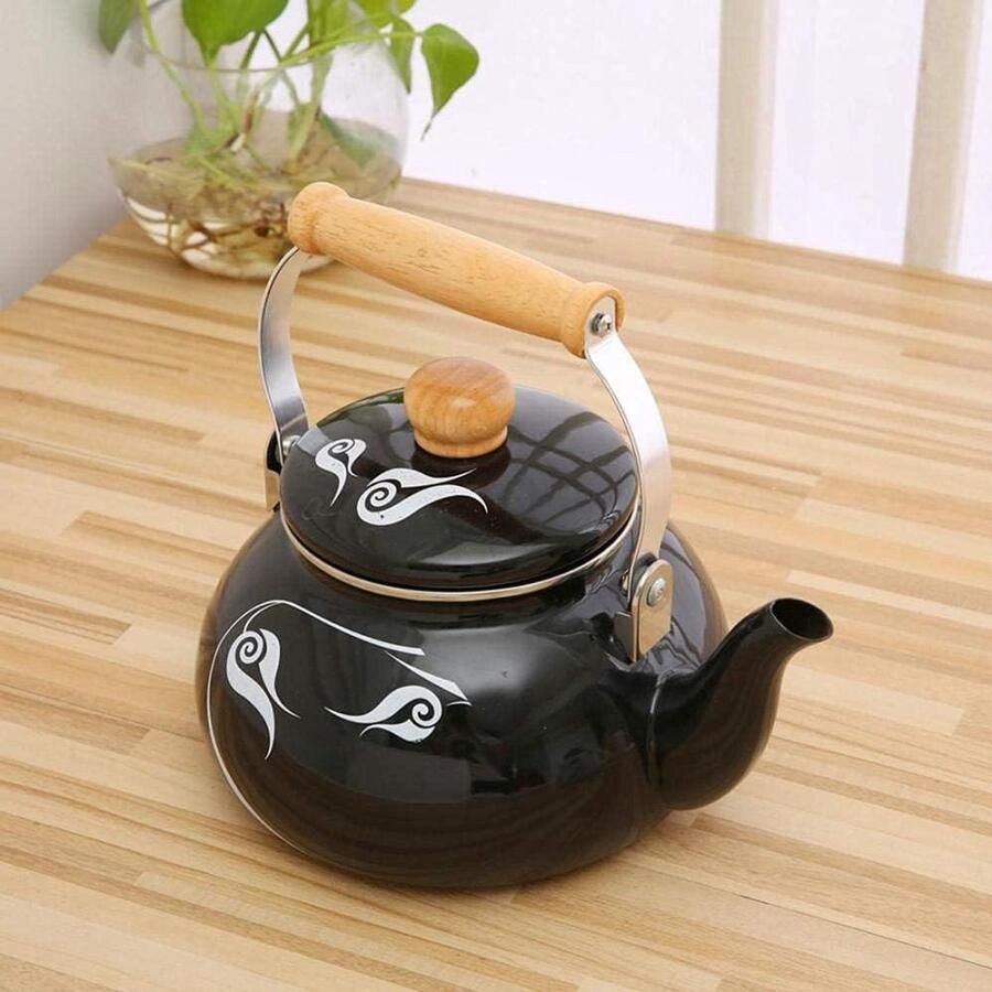 Keramische Waterkoker Theepot Set Thuis Gebruik Druppelvrij Mondstuk 2.5L Zwart