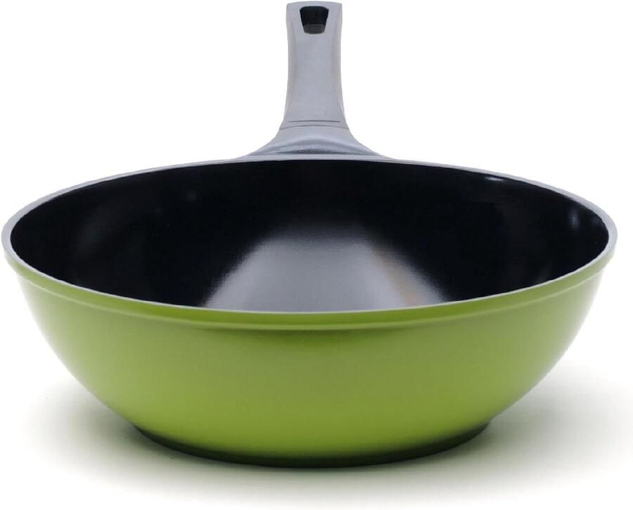 Keramische Wok Koekenpan Gezond Koken 100% Anti-aanbak 30 cm Groen