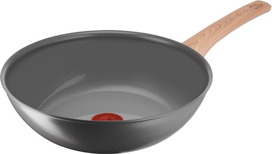 Keramische Wokpan Roerbakpan Gezond Koken Snelle Opwarming 28 cm Zwart