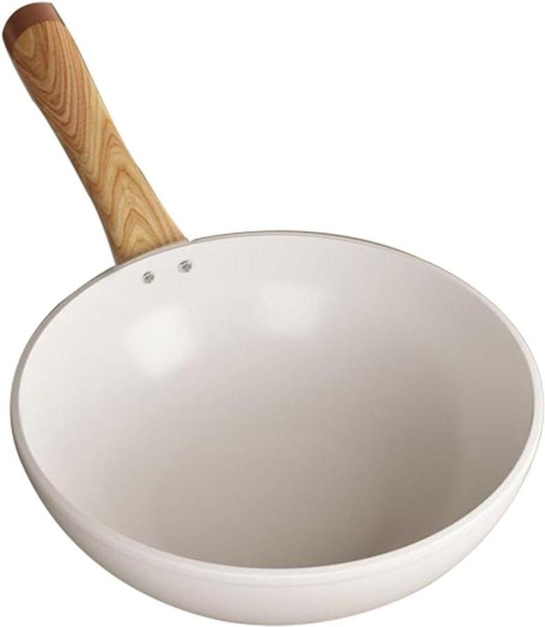 Keramische Wok Pan Koekenpan Roerbak Gezond Koken Antiaanbak Glazuur 28CM Zwart