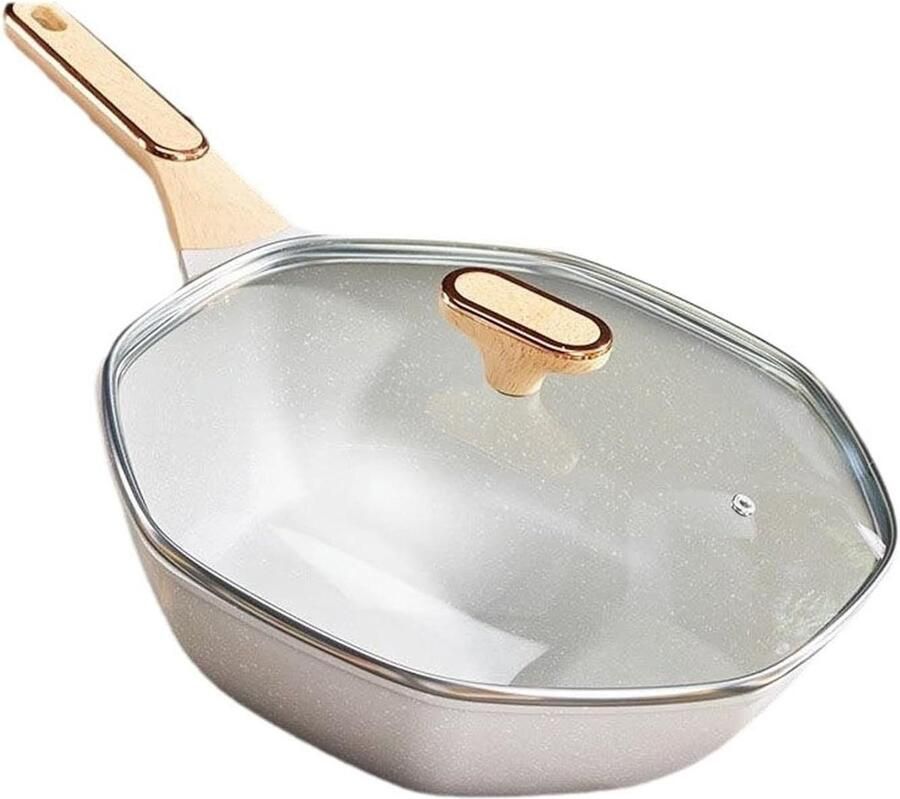 Keramische wokpan Antiaanbak roerbakpan Gezond koken Inductie bodem 317 cm Zwart