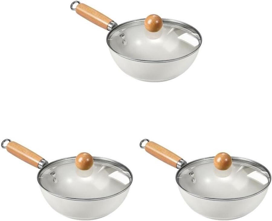 Keramische Wokpan Koekenpan Anti-aanbak Roerbakken en Koken Gelijkmatige Warmteverdeling 20 cm Wit