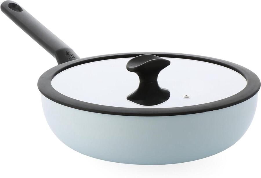 Keramische Wokpan Koekenpan Gezond Koken PFAS-vrije Antiaanbaklaag 28 cm Blauw