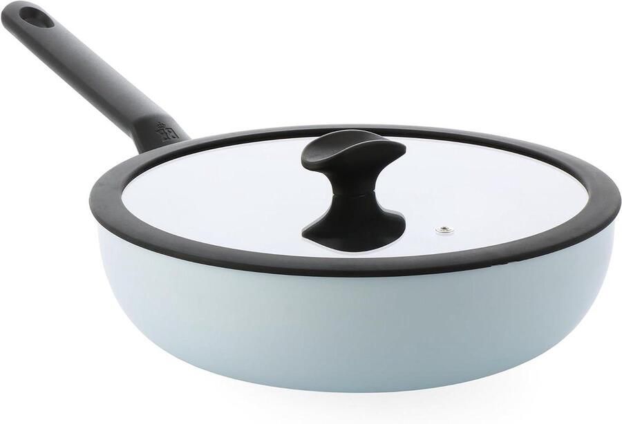 Keramische Wokpan Koekenpan Gezond Koken PFAS-vrije Coating 28 cm Blauw