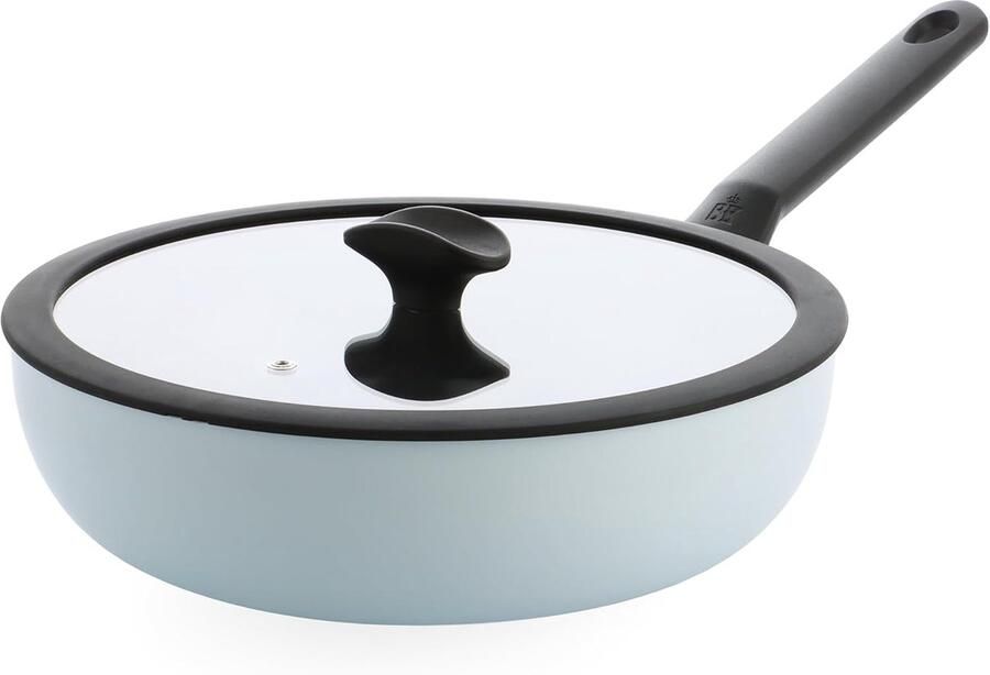 Keramische Wokpan Koekenpan Gezond Koken PFAS-vrije Coating 28 cm Blauw