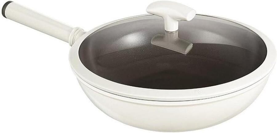 Keramische Wokpan Koekenpan Non-stick Gezond Koken Niet-klevend Oppervlak Universeel Fornuis Wit