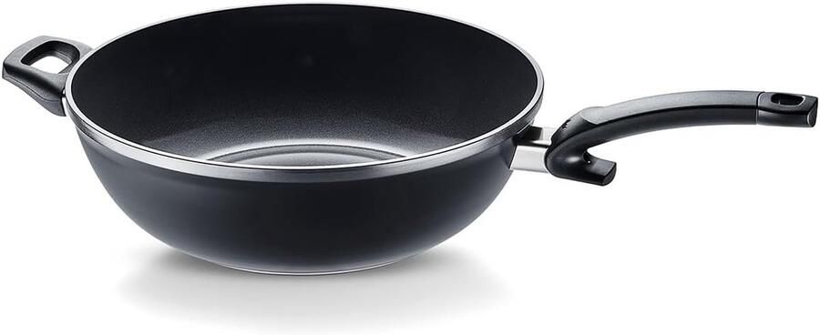 Keramische Wokpan Roerbakpan Aziatisch Koken PFAS PTFE-vrij 32 cm Zwart