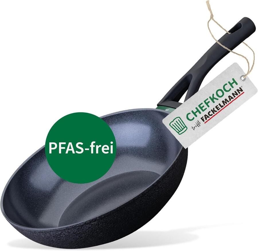 Keramische wokpan Roerbakpan Gezond koken PFAS-vrije antiaanbaklaag Ø 28 cm Zwart