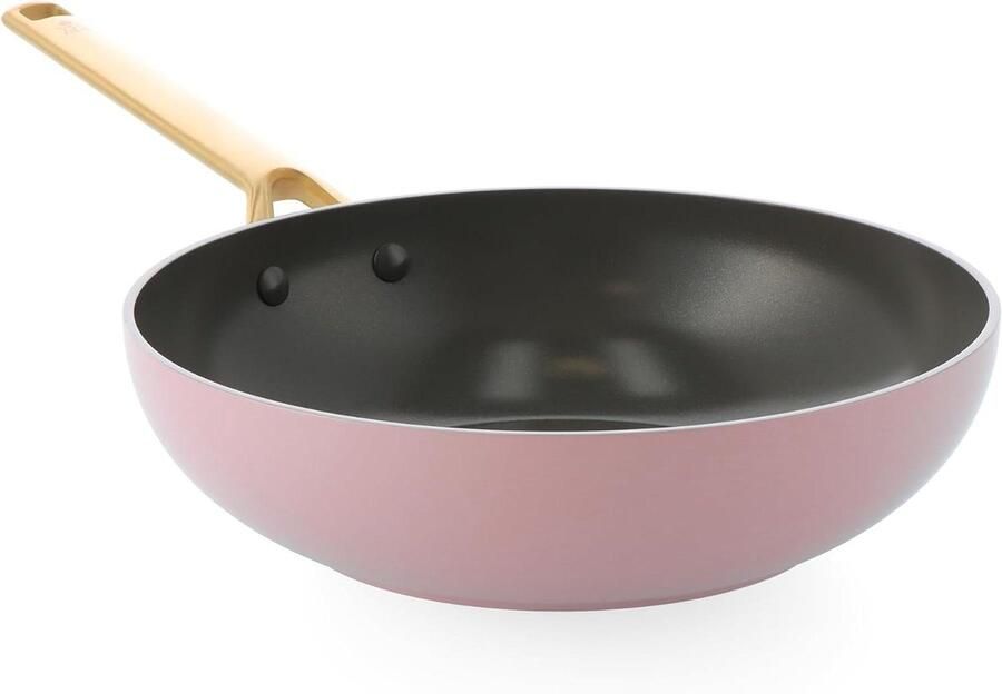 Keramische Wokpan Roerbakpan Gezond Koken PFAS-vrije Coating 28 cm Roze