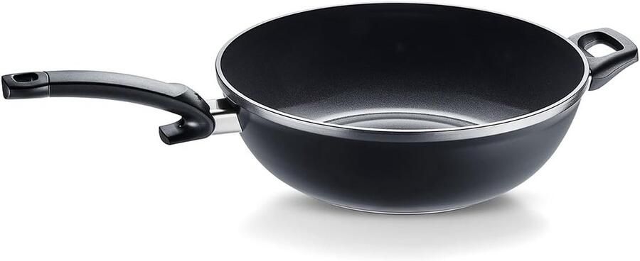 Keramische Wokpan Roerbakpan Hoog Aziatisch Koken PFAS PTFE-vrij 32 cm Zwart Aluminium