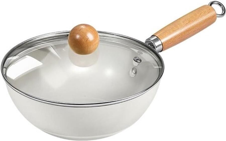 Keramische wokpan Roerbakpan Inductie koken Non-stick 20 cm Wit