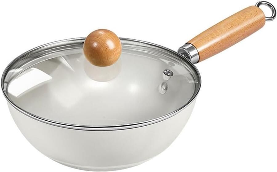 Keramische wokpan Roerbakpan Inductie koken Non-stick 20 cm Wit