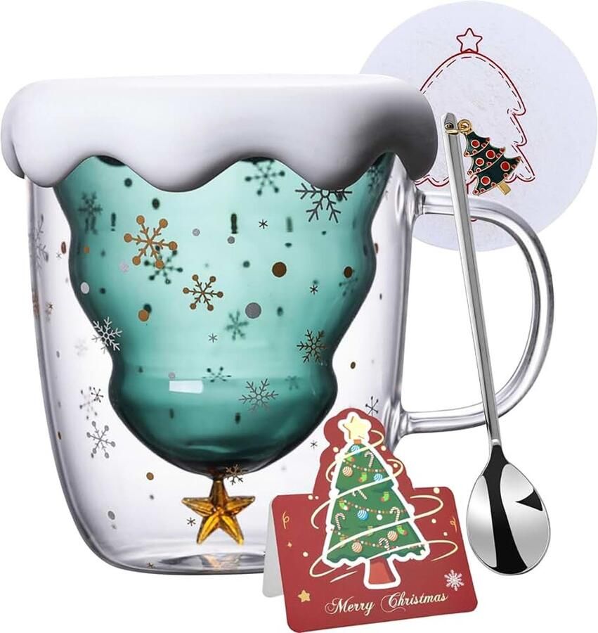 Kerstmok Dubbele Muur Glazen Kerstmok Gepersonaliseerde Esthetische Boyfriend Kerstmok Theeglazen Drinken Glazen Vriendin Grappige Kerstcadeaus Voor Vrouwen Meisjes Mannen