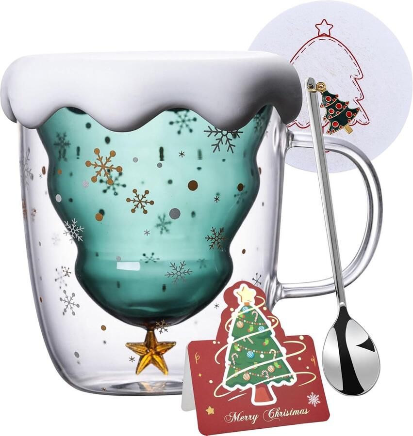 Kerstmok Dubbele Muur Glazen Kerstmok Gepersonaliseerde Esthetische Boyfriend Kerstmok Theeglazen Drinken Glazen Vriendin Grappige Kerstcadeaus Voor Vrouwen Meisjes Mannen