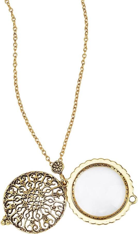 Ketting met vintage vergrotingsglas lange halsketting met zakketting hanger met vergrotingslens lichte vergrotingslens