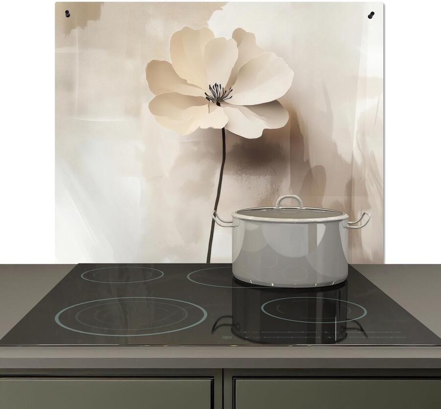 Keuken 51.6x57.6 cm Kookplaat Achterwand Beschermer Muur Spatwand Fornuis Aluminium Hittebestendig Bloem Beige Verf Schaduw