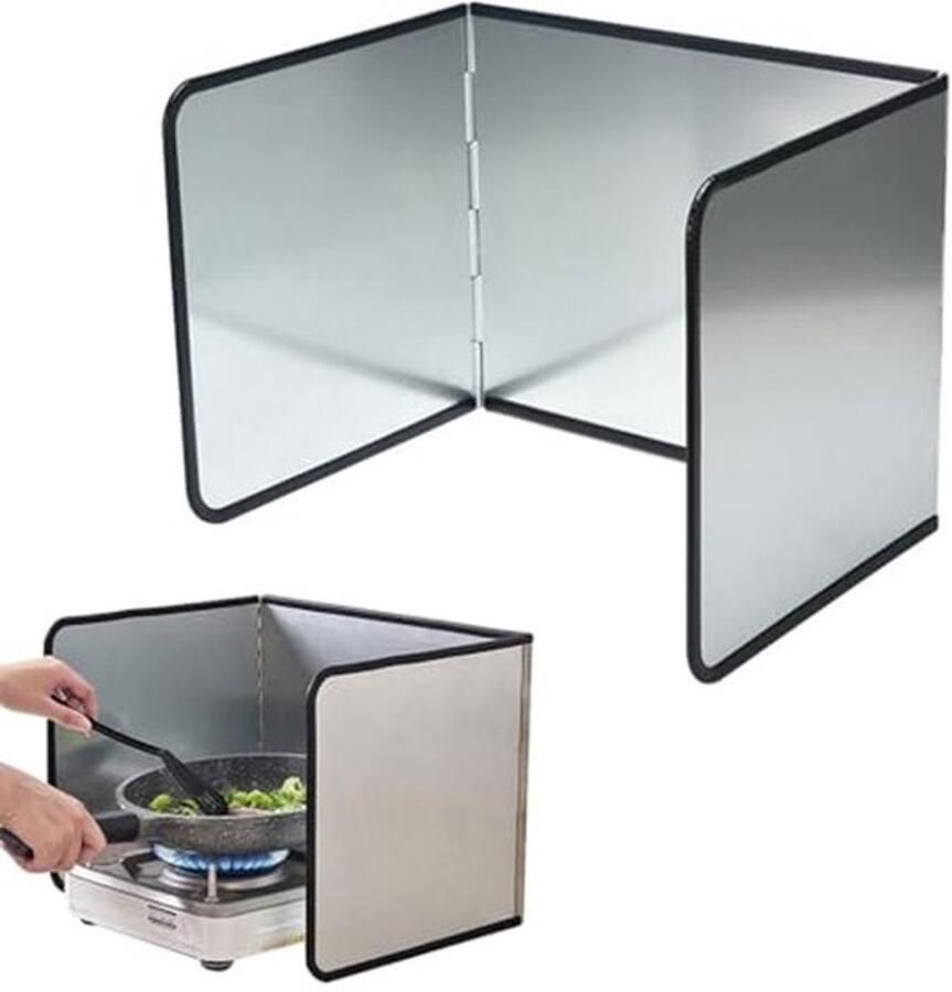 Keuken achterwand 400*400*305MM Opvouwbaar Spatscherm keuken Spatwand fornuis Spatscherm spatbord Achterwand 3-zijdige spatbescherming Anti-aanbaklaag Inklapbare vetspatbescherming Voor gasfornuis kookplaat braadpan en friteuse