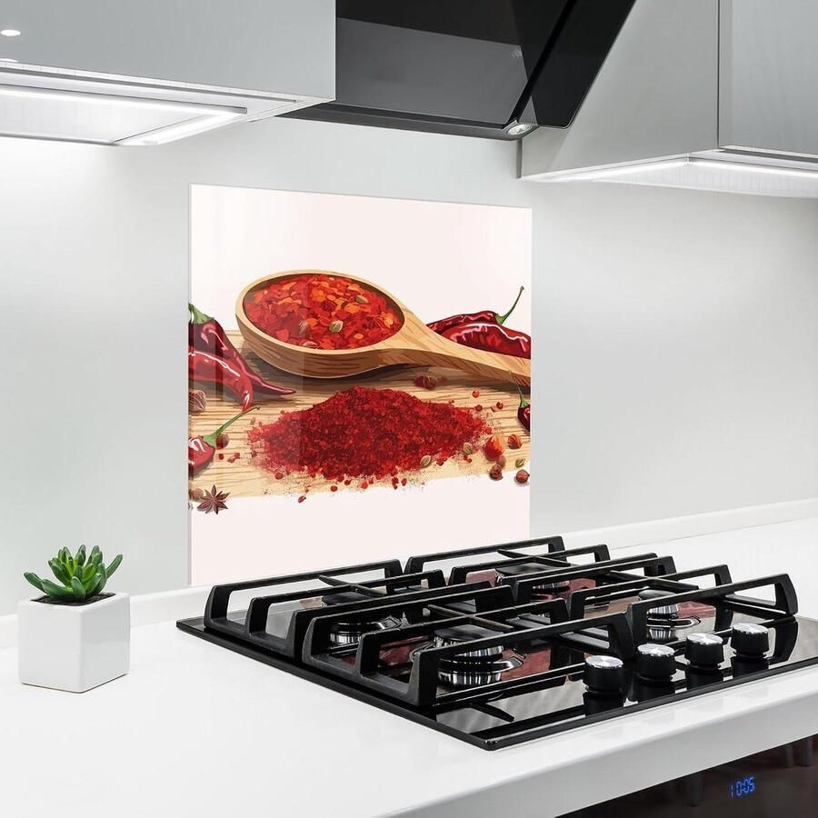 Keuken achterwand glas Spatbescherming fornuis Bescherming muur 3D-effect print 100x100 cm Spoon Of Papper