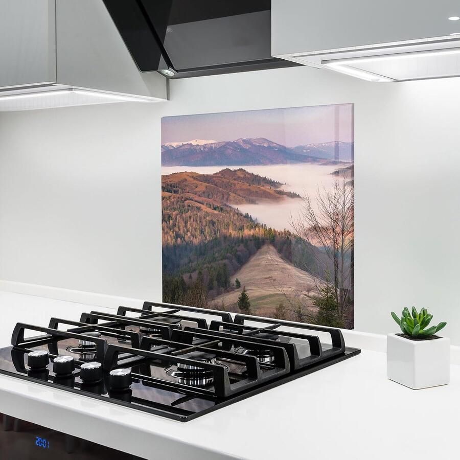 Keuken achterwand glas Spatbescherming fornuis Glazen plaat Keuken beschermen Hittebestendig 200°C 100x100 cm Landschap