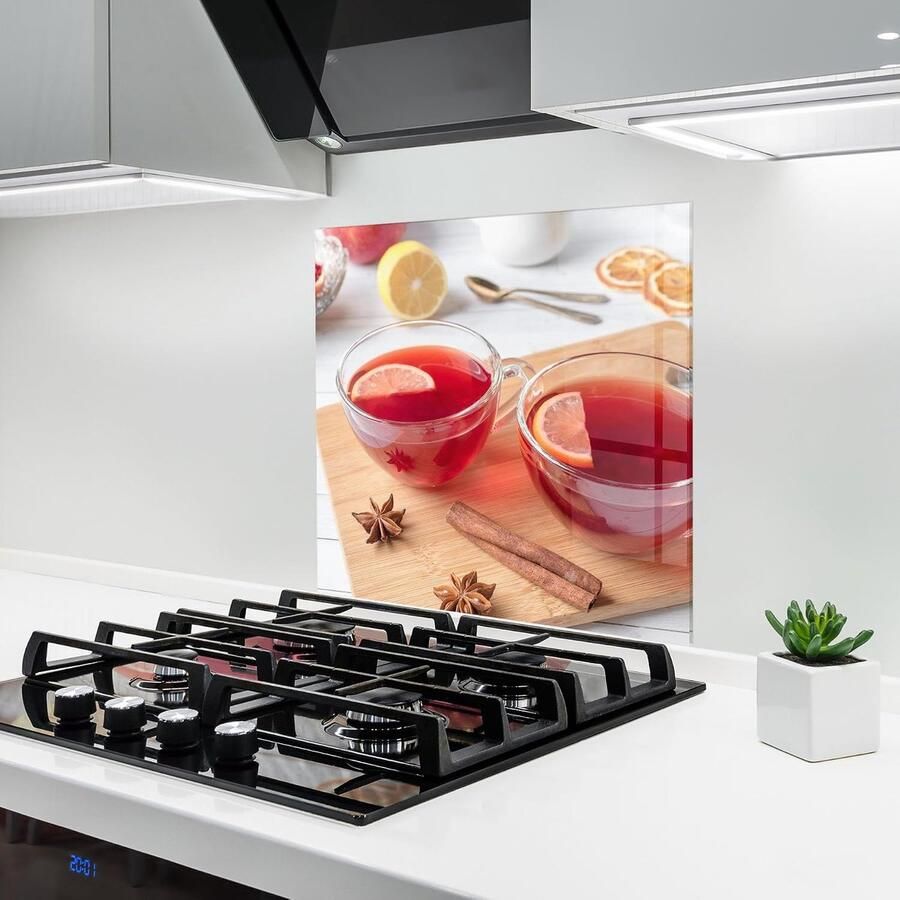 Keuken achterwand glas Spatbescherming fornuis Glazen plaat Keuken beschermen Hittebestendig gehard glas 100x100 cm Pomegranate Lemon