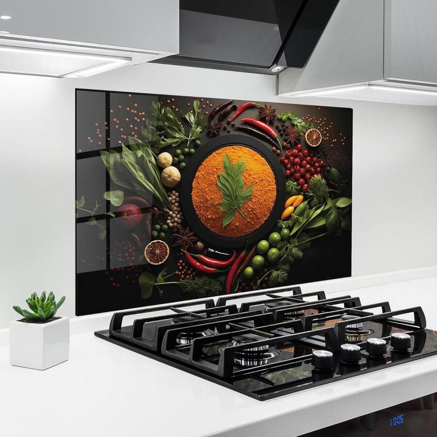 Keuken achterwand glas Spatbescherming fornuis Glazen plaat Keuken beschermen Hittebestendig gehard glas 60x80 cm Tomato Spices