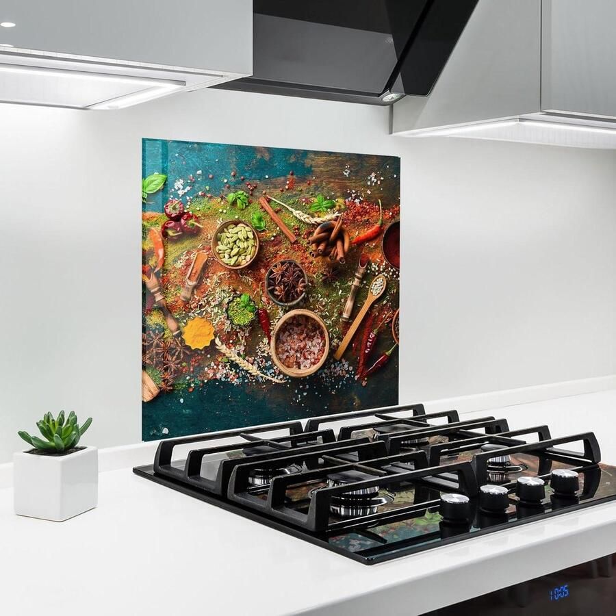 Keuken achterwand glas Spatbescherming fornuis glazen plaat Keuken schoonhouden Hittebestendig 200 graden 60x60 cm Abstract 3D-effect