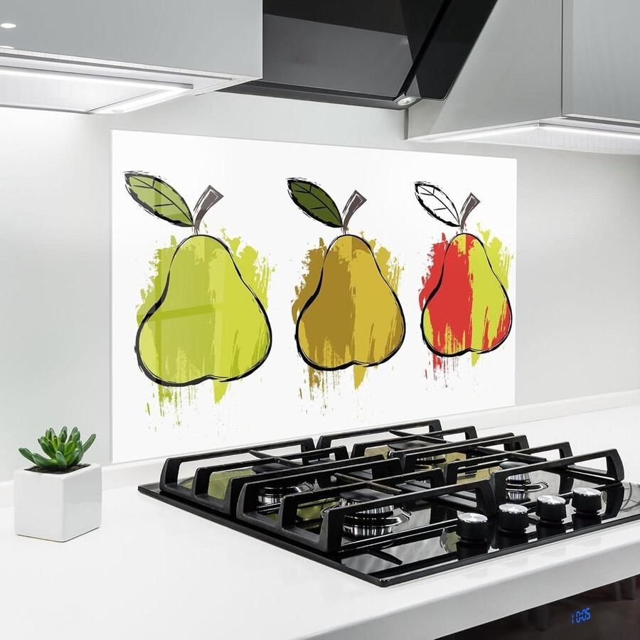 Keuken achterwand glas Spatbescherming fornuis Keuken beschermen 3D effect print 50x70 cm Pears