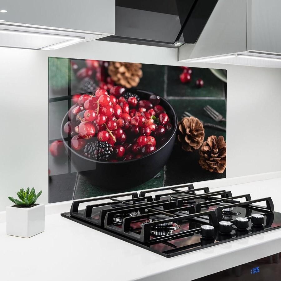 Keuken achterwand glas Spatbescherming fornuis Keuken beschermen Gehard glas 5mm 50x70 cm Red Berries