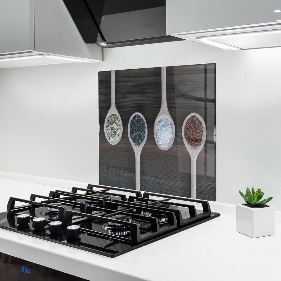 Keuken achterwand glas Spatbescherming fornuis Keuken beschermen Hittebestendig gehard glas 100x100 cm Spice Spoons