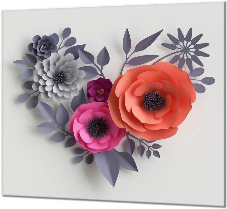 Keuken achterwand glas Spatbescherming fornuis muurbescherming Keuken beschermen Kras- en slagvast 65x60 cm Bloemen grijs