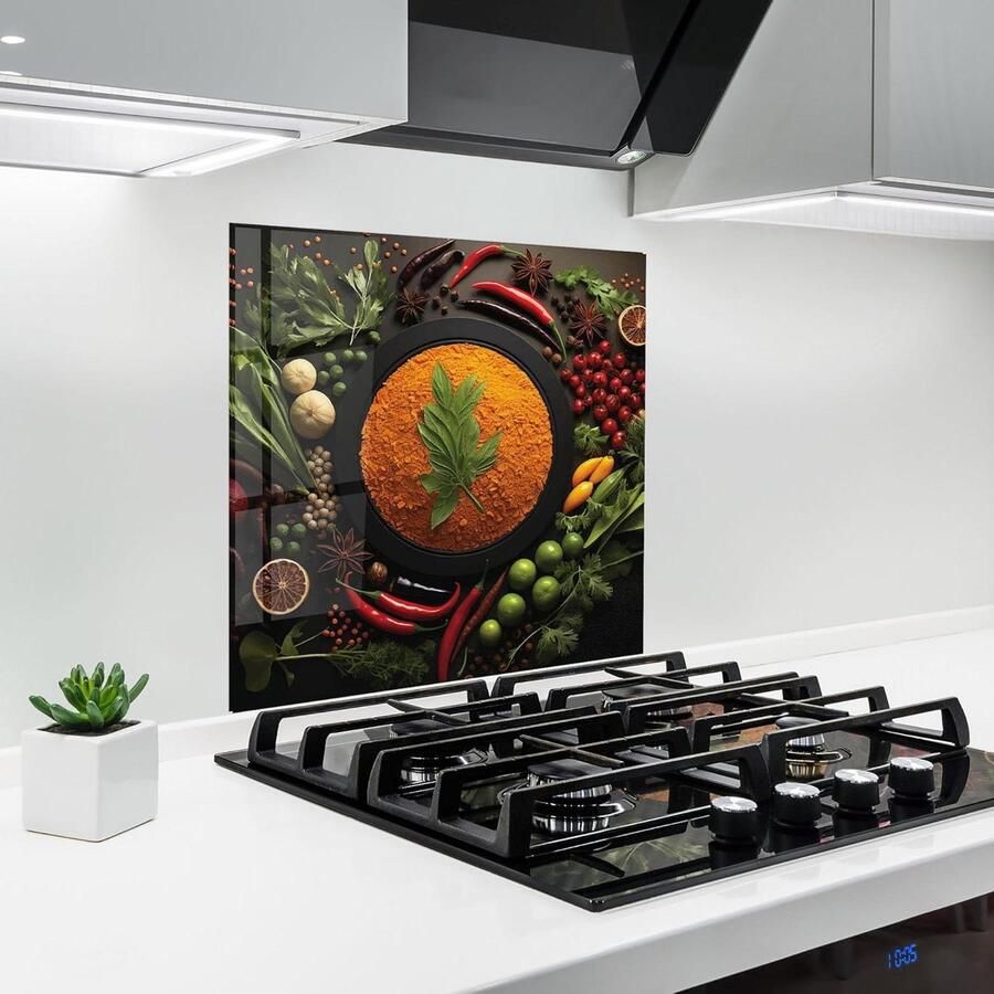 Keuken achterwand glas Spatbescherming fornuis plaat Keuken beschermen Hittebestendig gehard glas 60x60 cm Tomato Spices