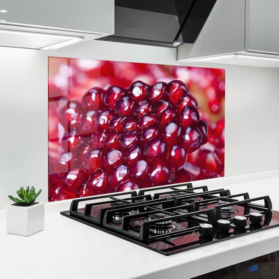 Keuken achterwand glas Spatbescherming glasplaat Bescherming kookplaat Hittebestendig gehard glas 50x70 cm Granaatappel