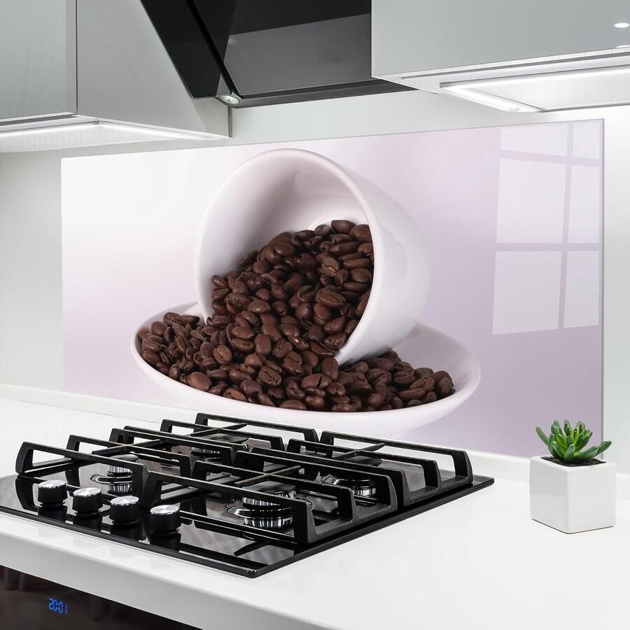 Keuken achterwand glas Spatbescherming glazen plaat Bescherming kookplaat Hittebestendig 5mm glas 60x120 cm Koffie