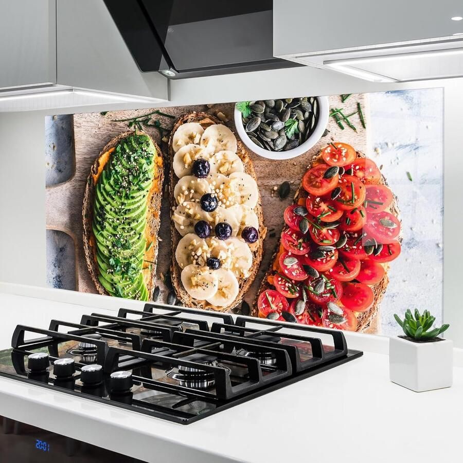 Keuken achterwand glas Spatbescherming glazen plaat Bescherming kookplaat Hittebestendig gehard glas 60x150 cm Breakfast